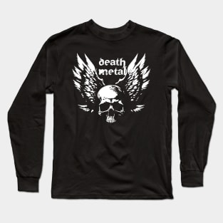 death metal skull with wings Long Sleeve T-Shirt